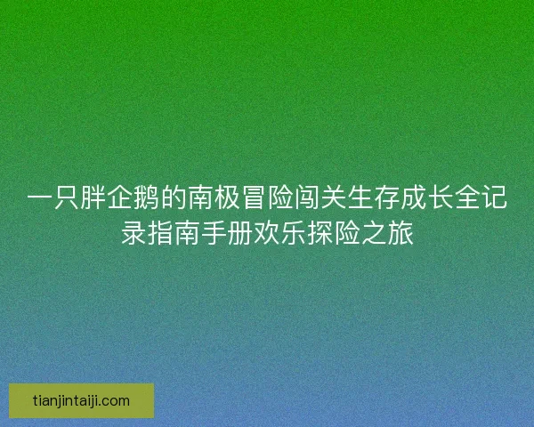 一只胖企鹅的南极冒险闯关生存成长全记录指南手册欢乐探险之旅