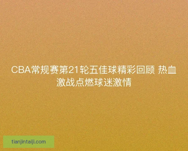 CBA常规赛第21轮五佳球精彩回顾 热血激战点燃球迷激情