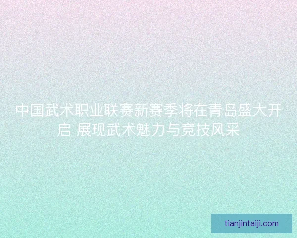 中国武术职业联赛新赛季将在青岛盛大开启 展现武术魅力与竞技风采