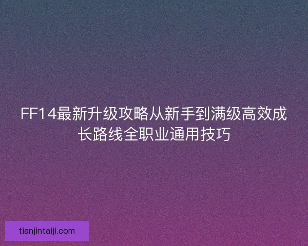 FF14最新升级攻略从新手到满级高效成长路线全职业通用技巧